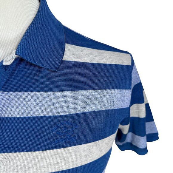 Paul & Shark Yachting Polo Shirt Men’s Medium Blue Gray Striped Italy Cotton - Picture 3 of 12